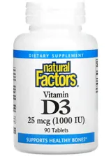 Витамин Д3 Натурал Факторс (Vitamin D3 Natural Factors), 1000 МЕ
