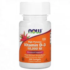 Витамин Д3 Now Foods Vitamin D3, 10000 IU, 240 мягких гелевых капсул