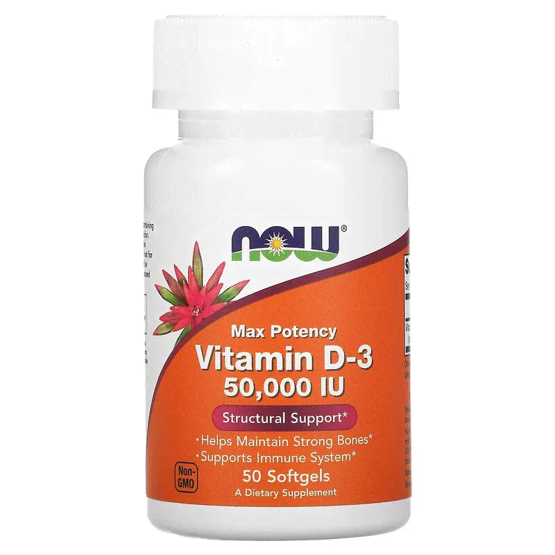 NOW Vitamin D3-50000 IU 50капс-0