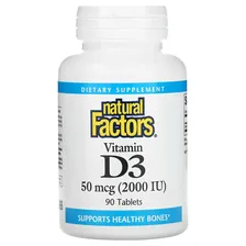 Natural Factors, Витамин D3, 50 мкг (2000 МЕ), 90 таблеток./Health Product Natural Factors, Vitamin D3, 50 mcg (2,000 IU), 90 .