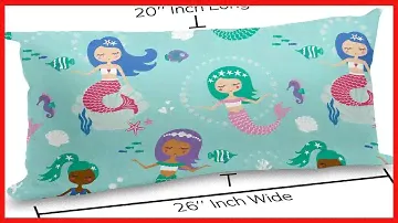 Mermaid Kids Duvet Cover, 100% Cotton 2 PC Duvet Cover For Kids with Button Closure, Cute Cartoon