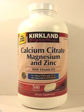 Kirkland Signature Calcium Citrate Magnesium Zinc w/ Vitamin D3 500 Tablets