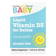 Витамин Д3, в каплях для детей (Baby D3 Liquid Vitamin D3 for Babies), Калифорния Голд Нутришн (California Gold Nutrition), 400 МЕ, 10 мл