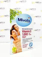 Mivolis Vitamin C 1000 + D3 + Selen Depot Миволис Витамин С 1000 мг+ витамин Д3 и селен, 30 шт