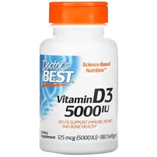 Doctor's Best, Vitamin D3, 5000 IU, 180 caps