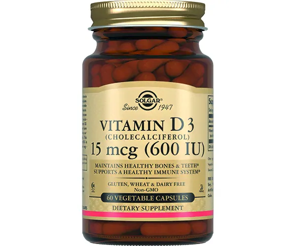 Solgar Капсулы "Витамин D3 600 ME" (Vitamin D3 600 IU (Cholecalciferol) Vegetable capsules''), 60 шт.-0
